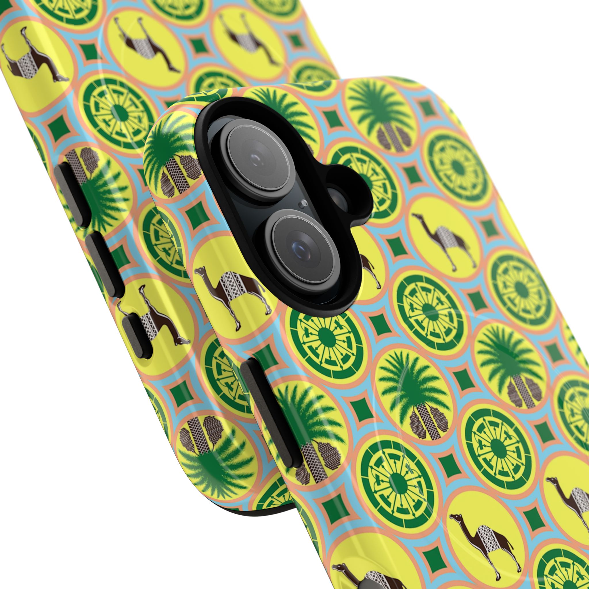 Classic Tent Pattern Tough Magnetic Phone Case — Yellow Green Geometric Protection - 图片 62