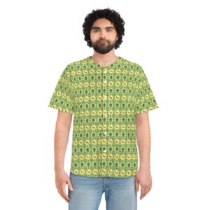 Classic Tent Green Pattern Baseball Jersey — Allover Print Graphic Jersey
