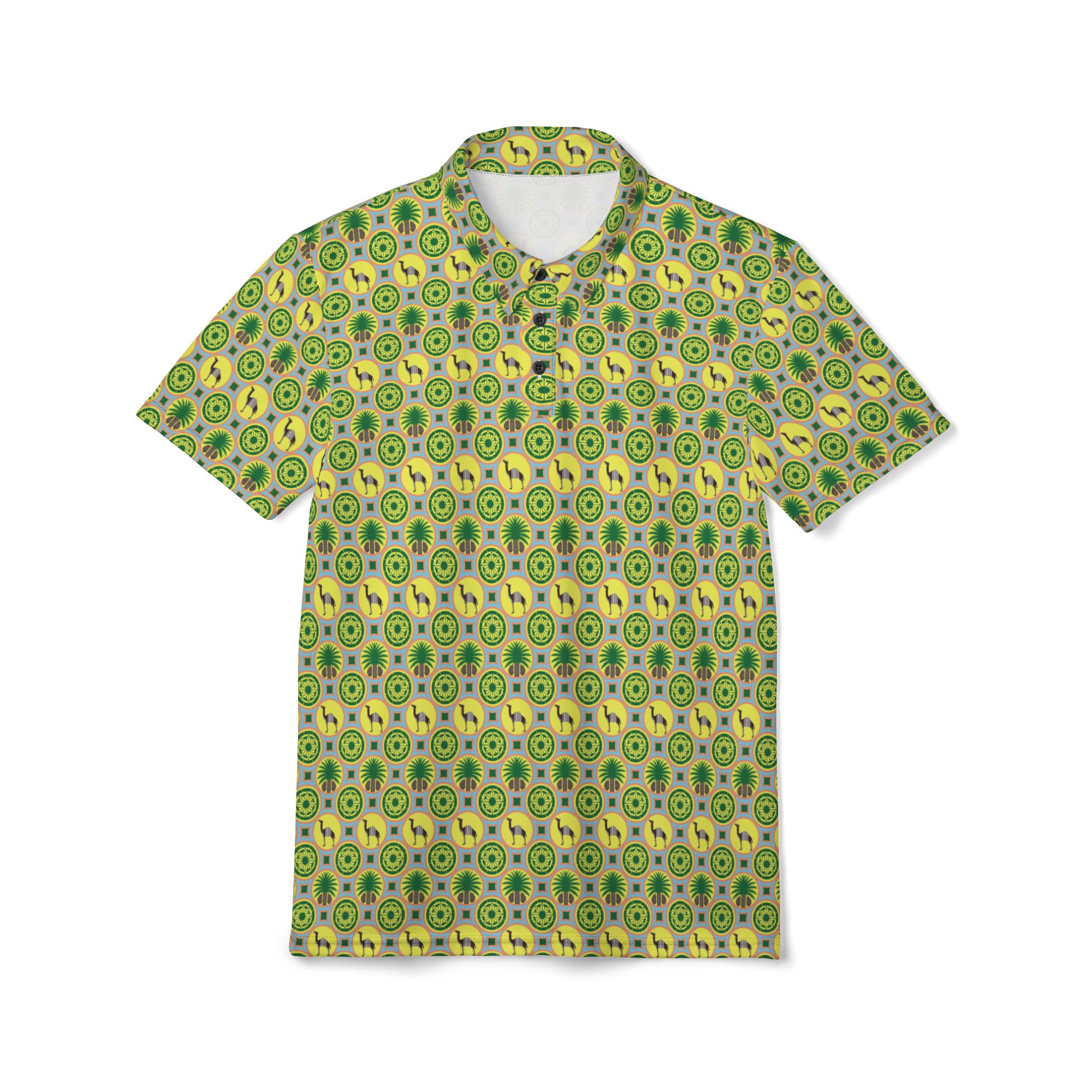 Classic Tent Pattern Polo Shirt – All-Over Print Tropical Golf Shirt – Image 4