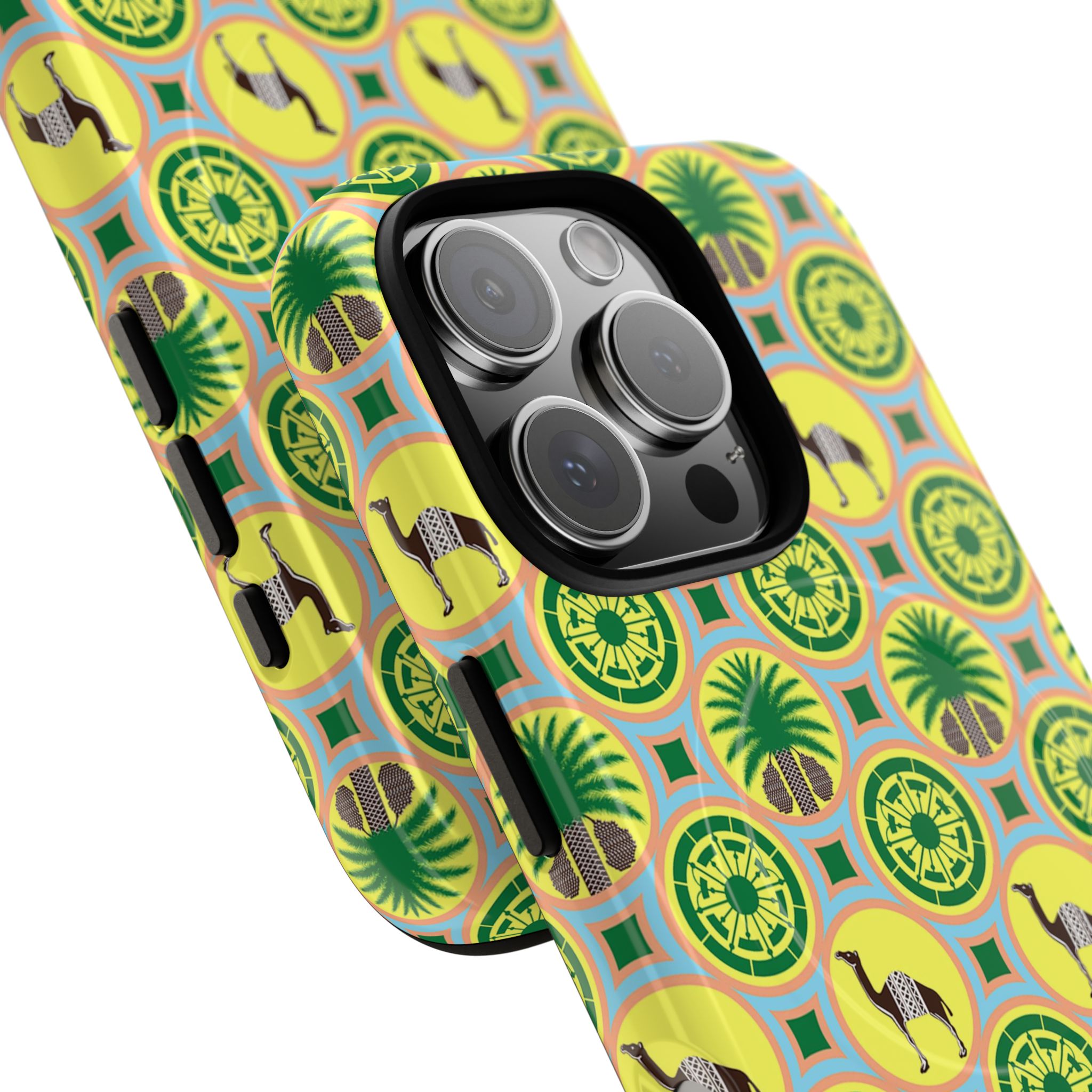 Classic Tent Pattern Tough Magnetic Phone Case — Yellow Green Geometric Protection - 图片 50