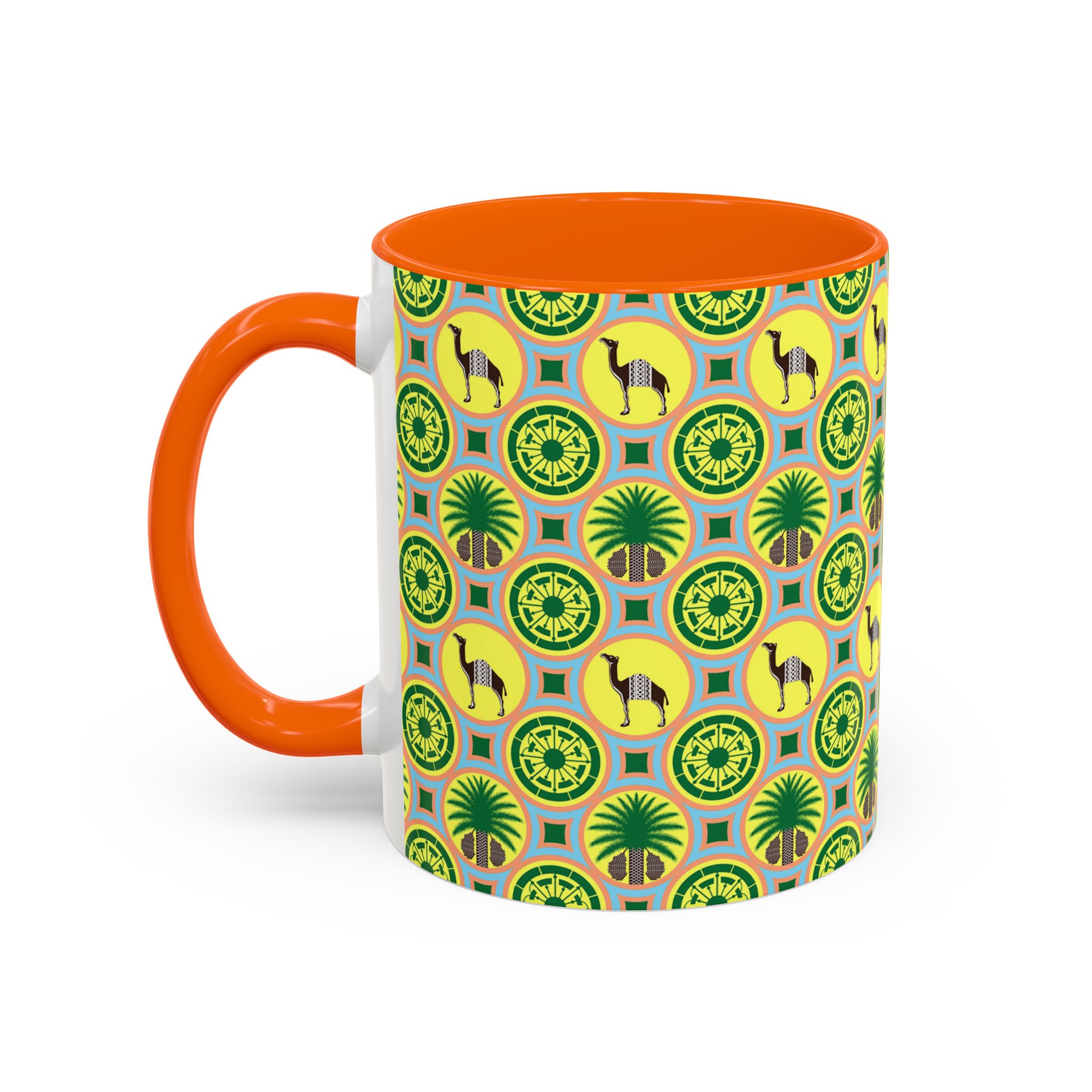 Classic Tent Desert Tile Camel Accent Coffee Mug – Patterned Palm & Medallion Design (11/15 oz) - Image 23