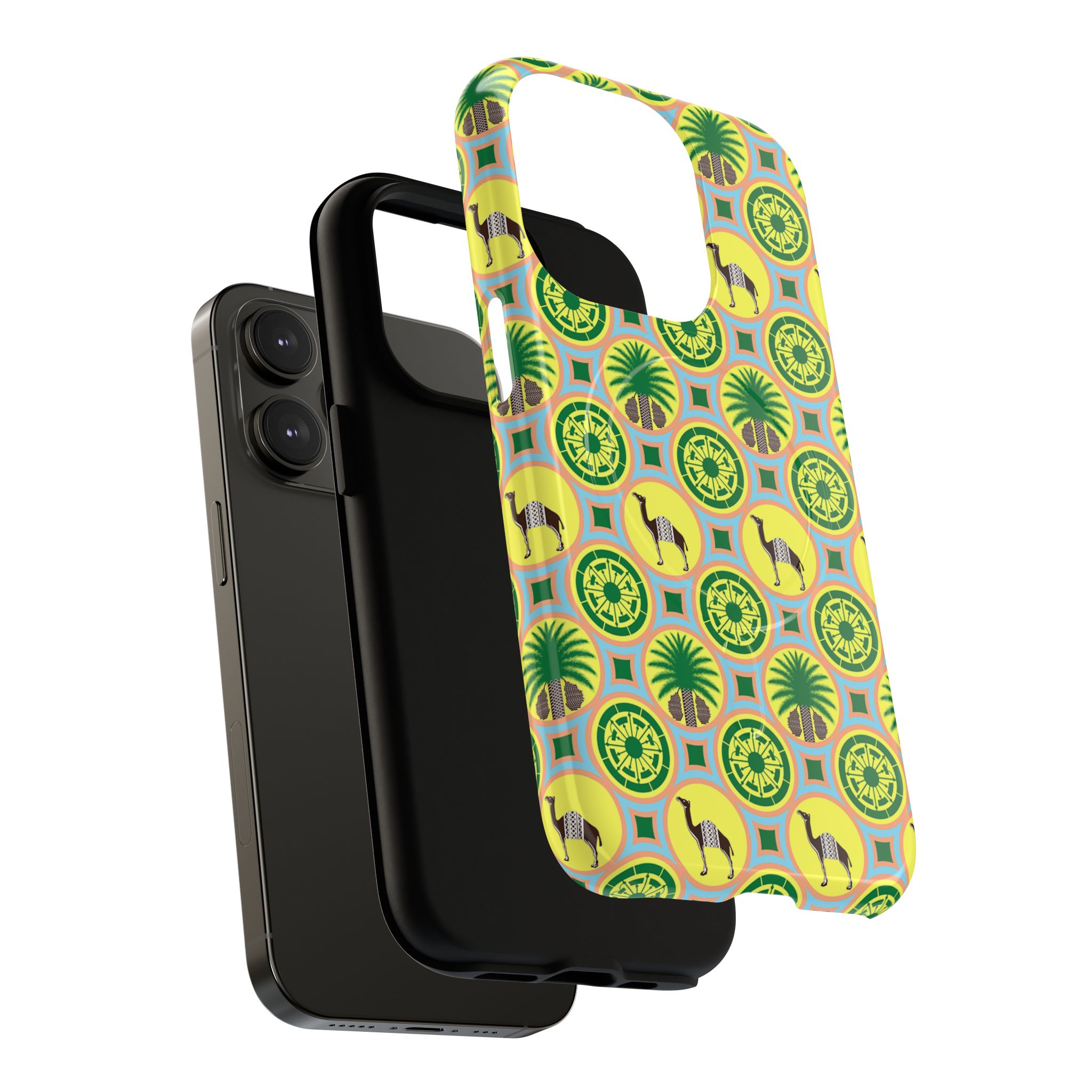 Classic Tent Pattern Tough Magnetic Phone Case — Yellow Green Geometric Protection - 图片 33