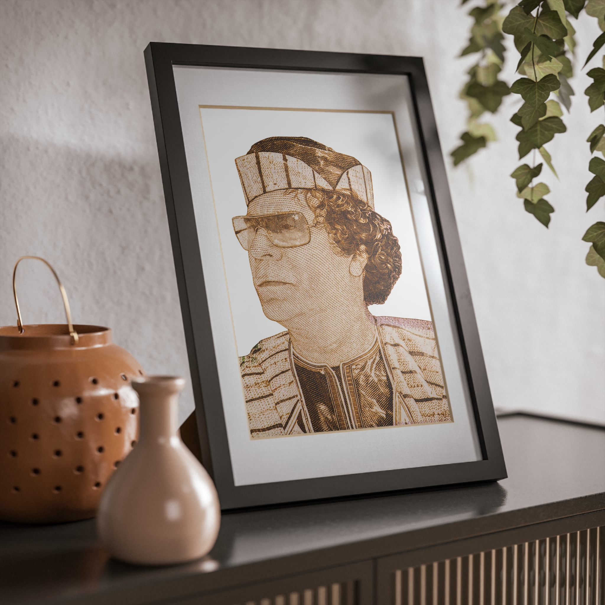 Gaddafi Cutout (Sepia) | Framed Posters, Black - immagine 32