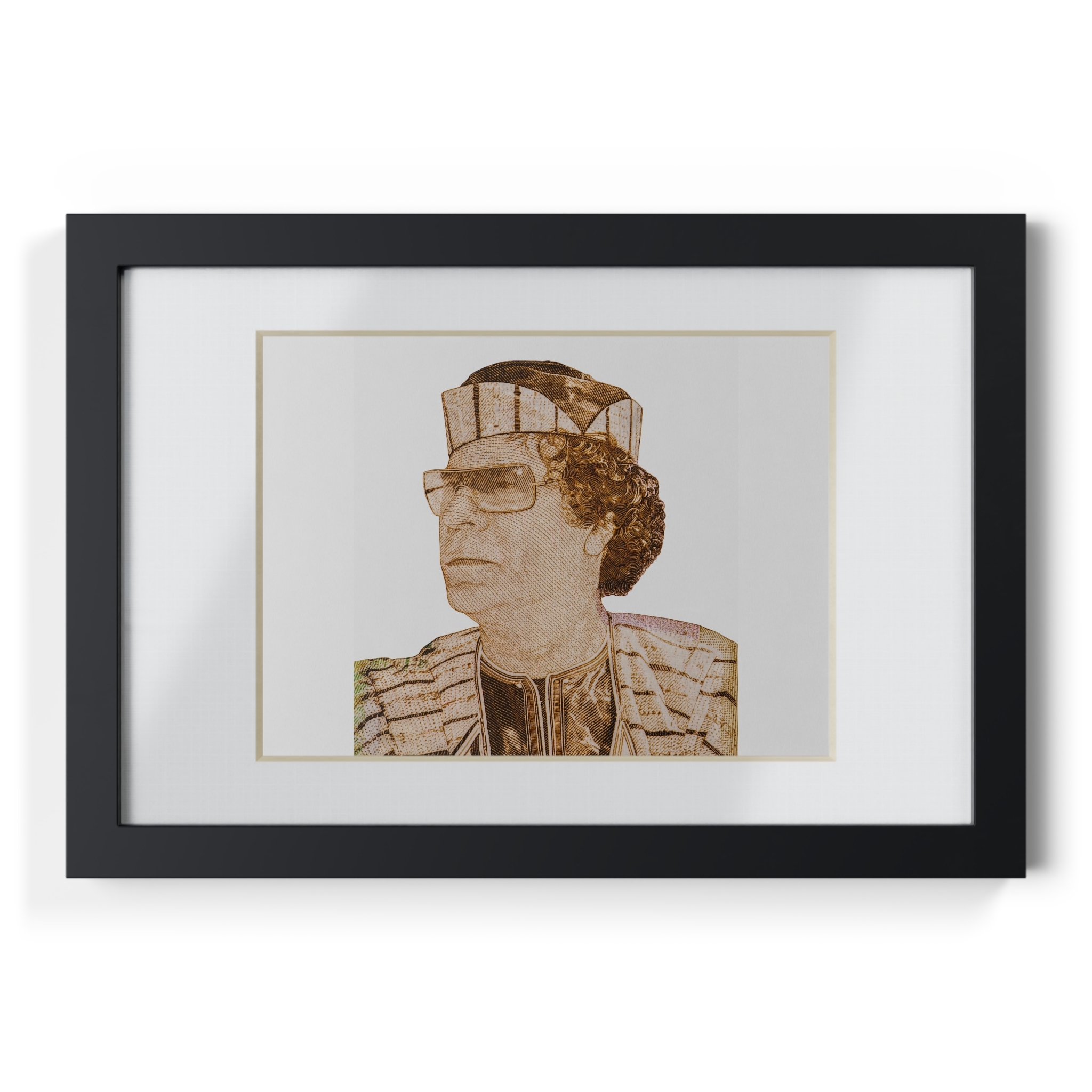 Gaddafi Cutout (Sepia) | Framed Posters, Black - immagine 5