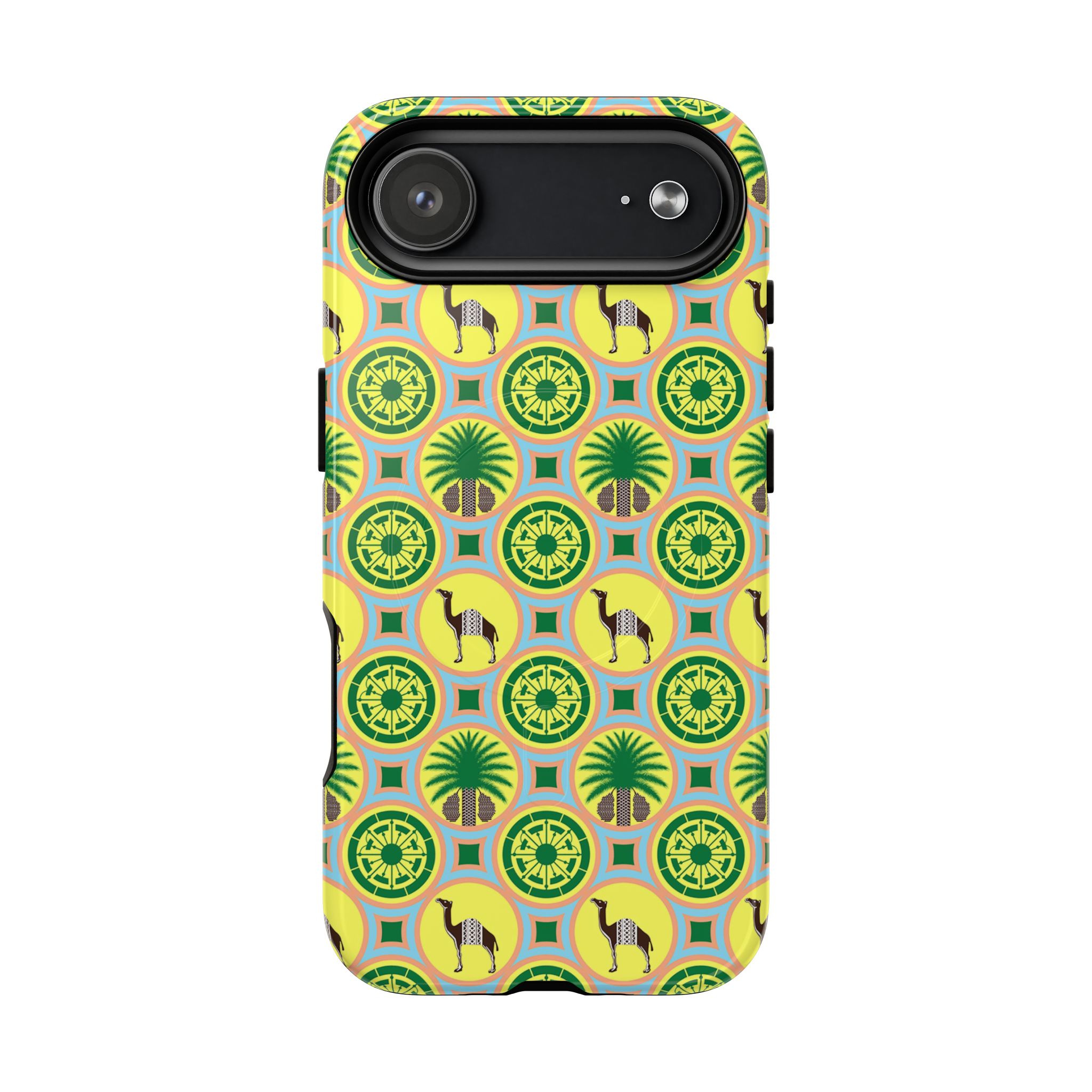 Classic Tent Pattern Tough Magnetic Phone Case — Yellow Green Geometric Protection - 图片 77