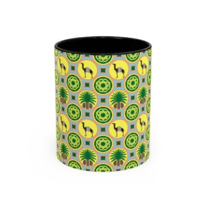 Classic Tent Desert Tile Camel Accent Coffee Mug – Patterned Palm & Medallion Design (11/15 oz)