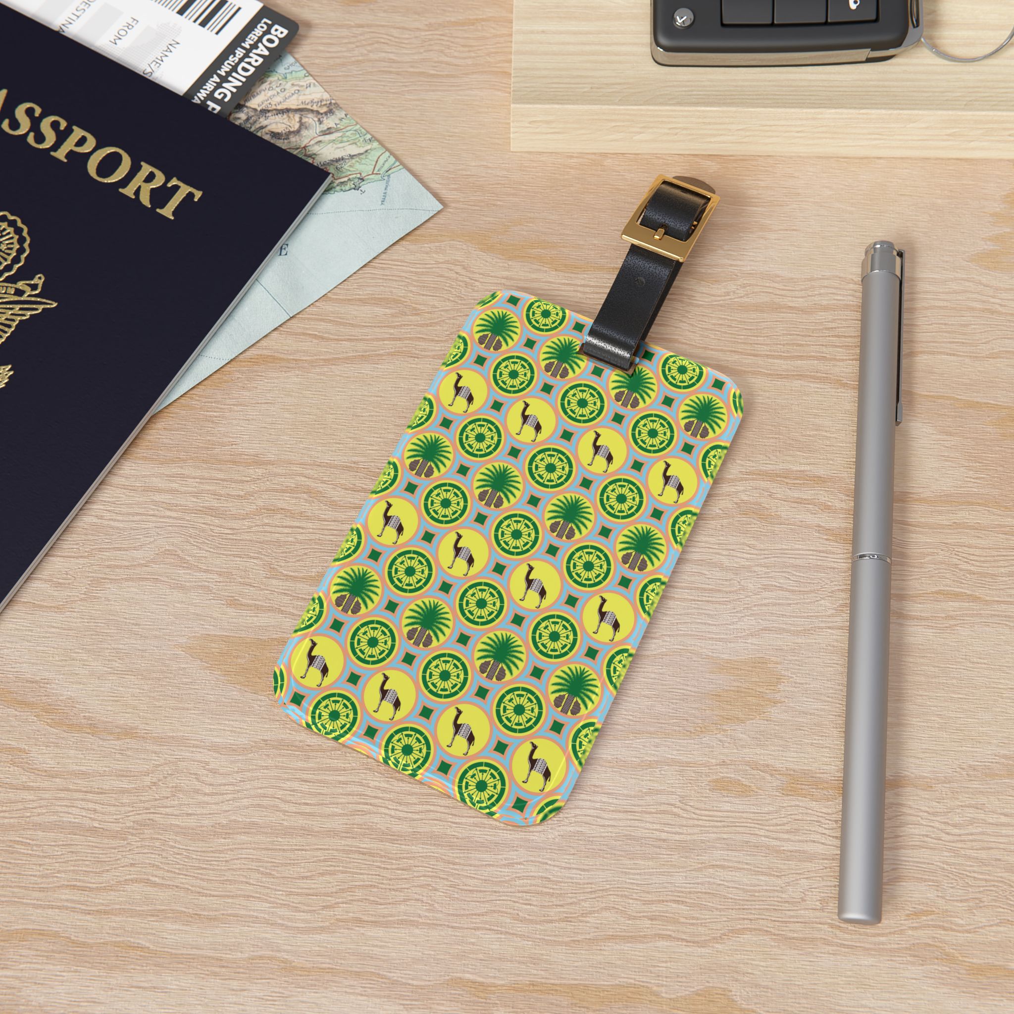 Classic Tent Tropical Pattern Luggage Tag — Green Palm Travel ID — изображение 4