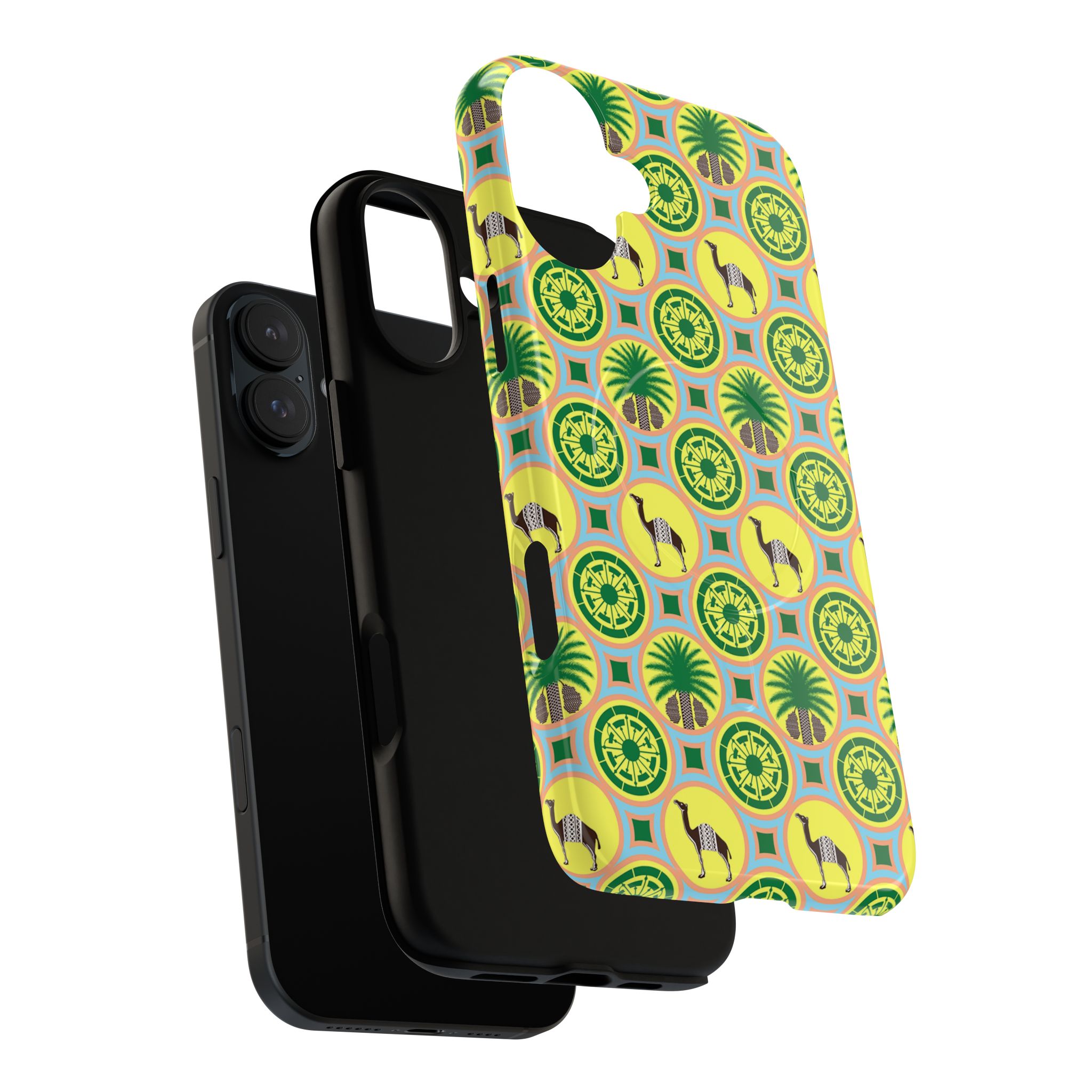 Classic Tent Pattern Tough Magnetic Phone Case — Yellow Green Geometric Protection - 图片 69