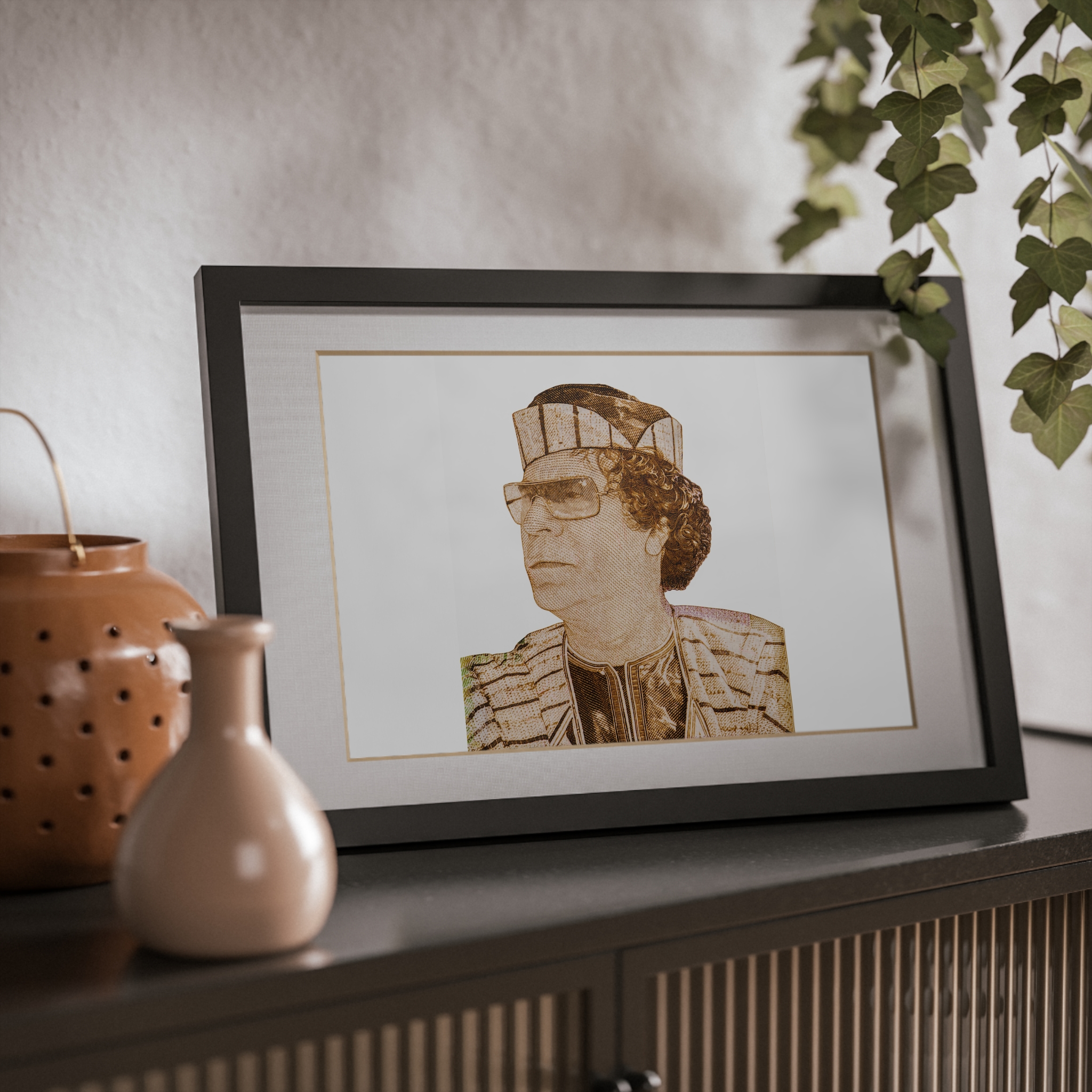 Gaddafi Cutout (Sepia) | Framed Posters, Black - immagine 16