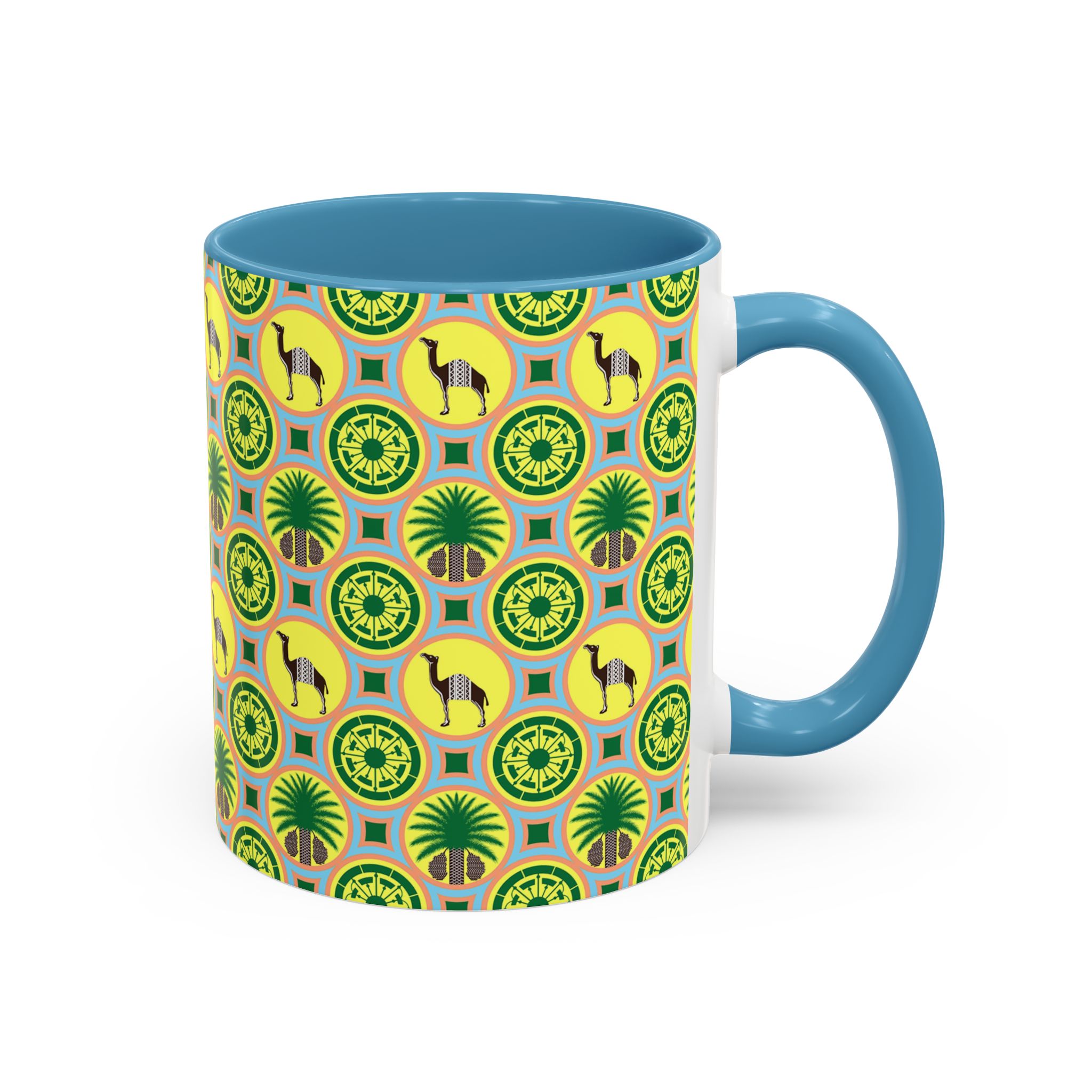 Classic Tent Desert Tile Camel Accent Coffee Mug – Patterned Palm & Medallion Design (11/15 oz) - Image 18