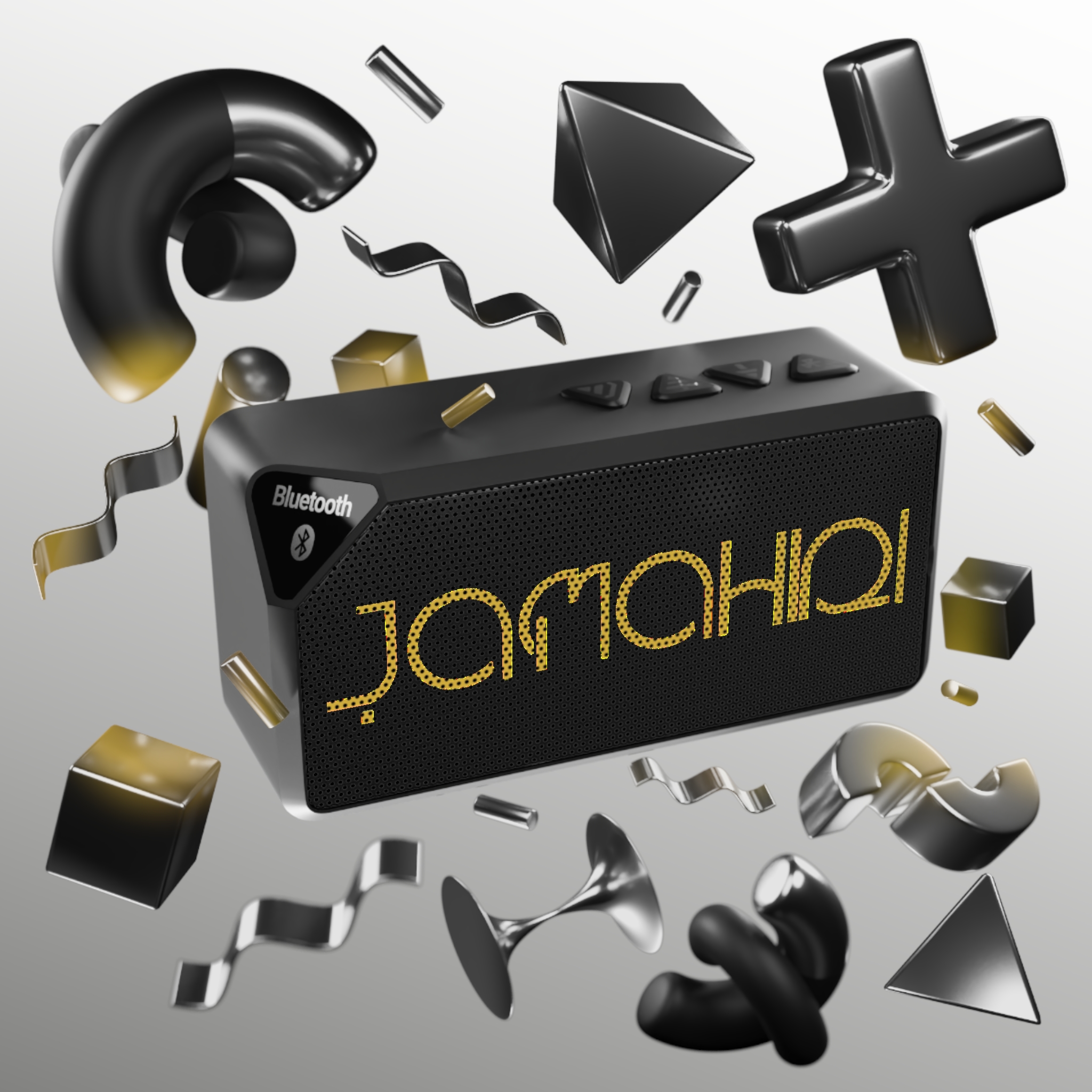 Jamahiri Bluetooth Speaker — Retro Gold 'JABBAHO!' Mesh Grill – Bild 4