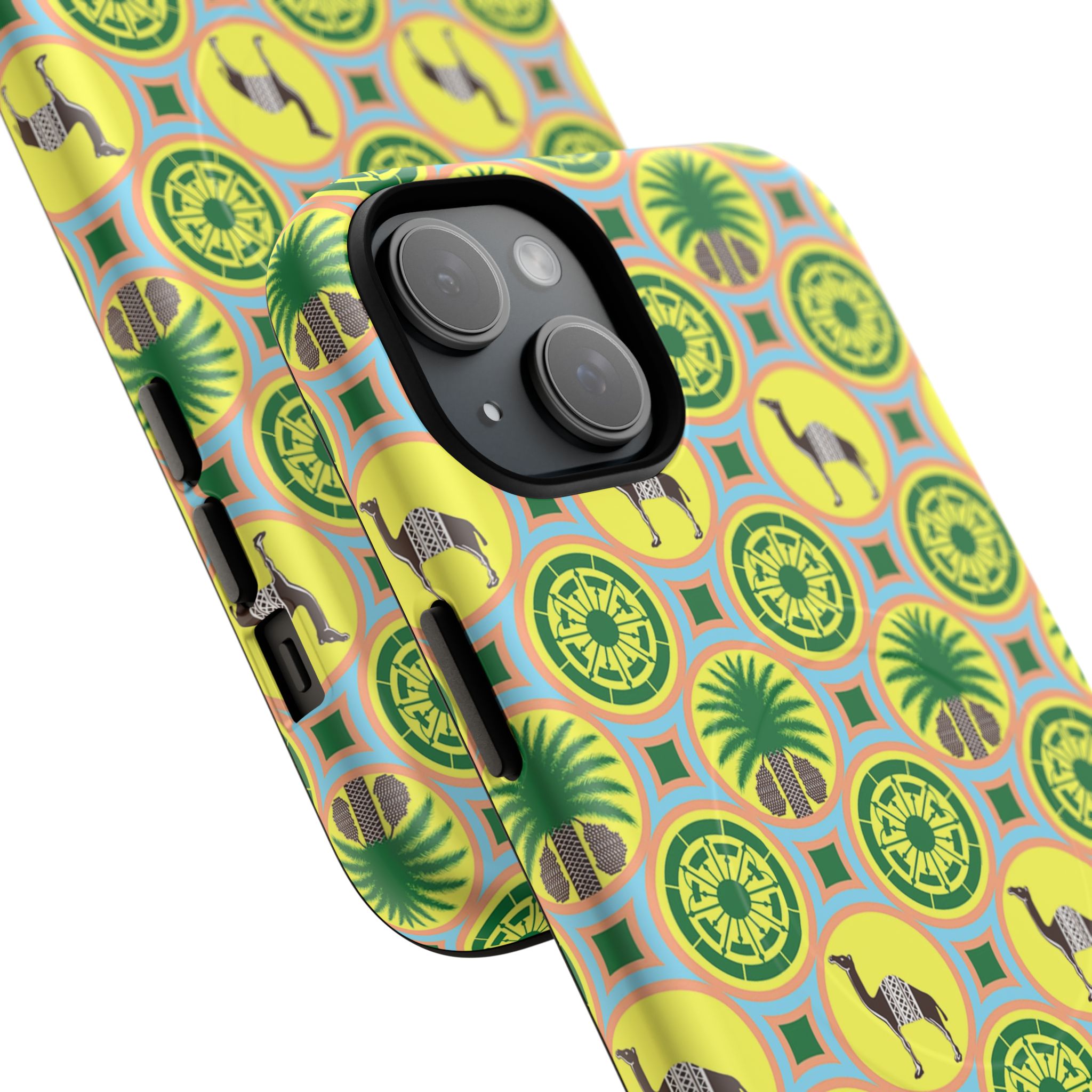 Classic Tent Pattern Tough Magnetic Phone Case — Yellow Green Geometric Protection - 图片 17