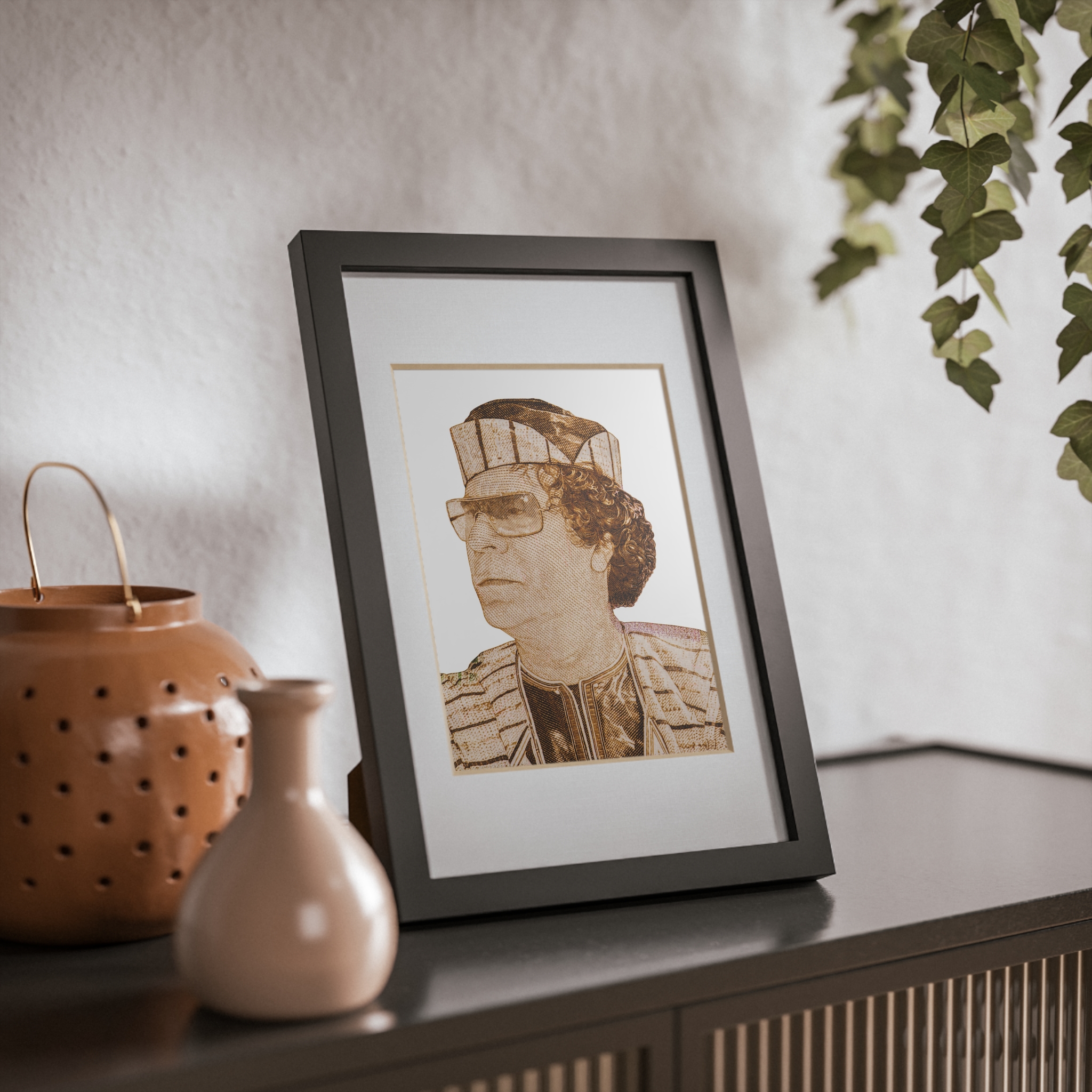 Gaddafi Cutout (Sepia) | Framed Posters, Black - immagine 24