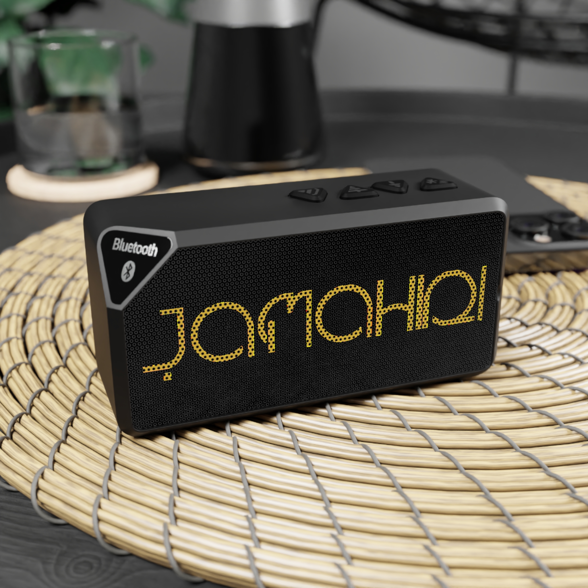 Jamahiri Bluetooth Speaker — Retro Gold 'JABBAHO!' Mesh Grill – Bild 3