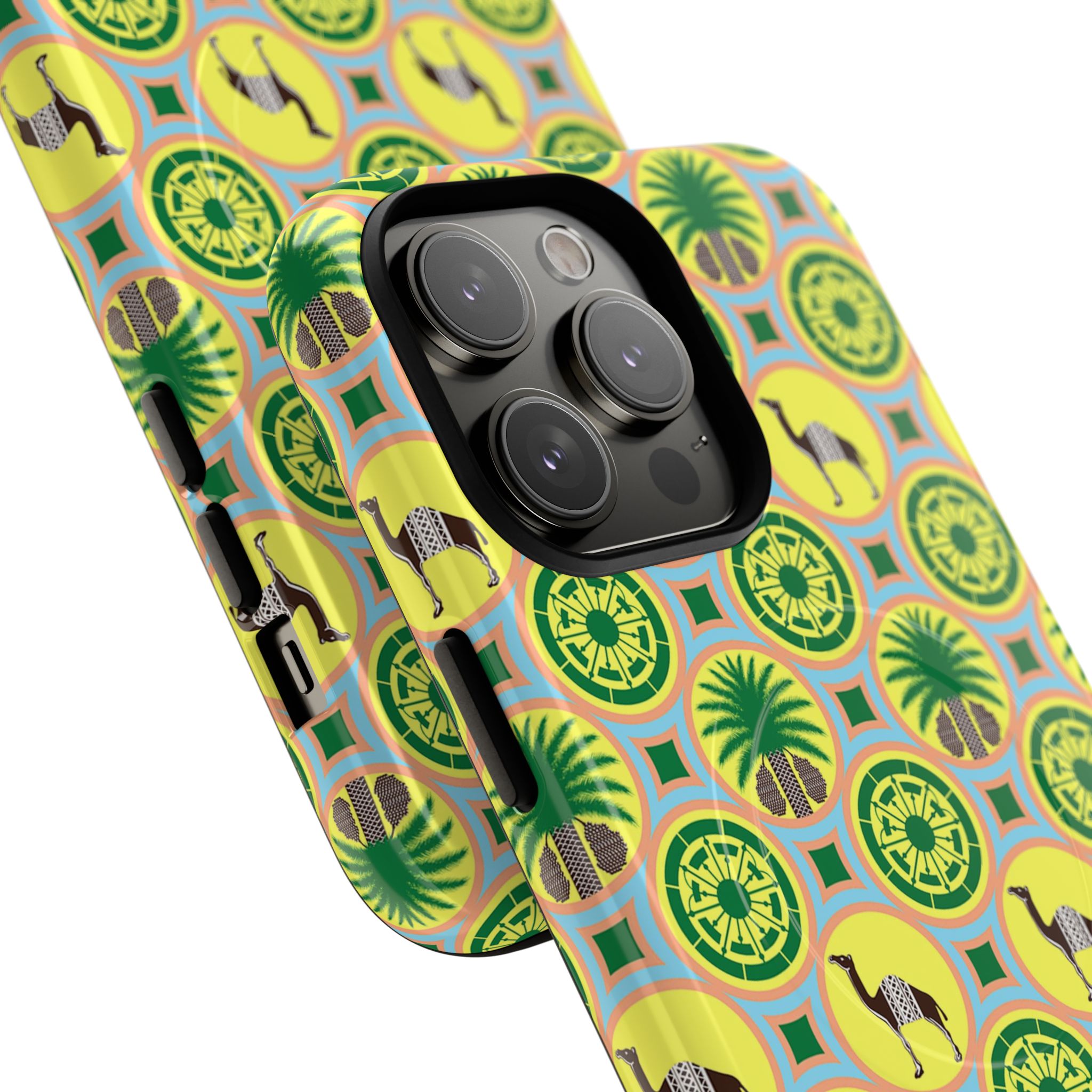 Classic Tent Pattern Tough Magnetic Phone Case — Yellow Green Geometric Protection - 图片 44