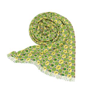 Classic Tent Pattern Lightweight Scarf — Yellow Green Floral Spring Fashion Accessory