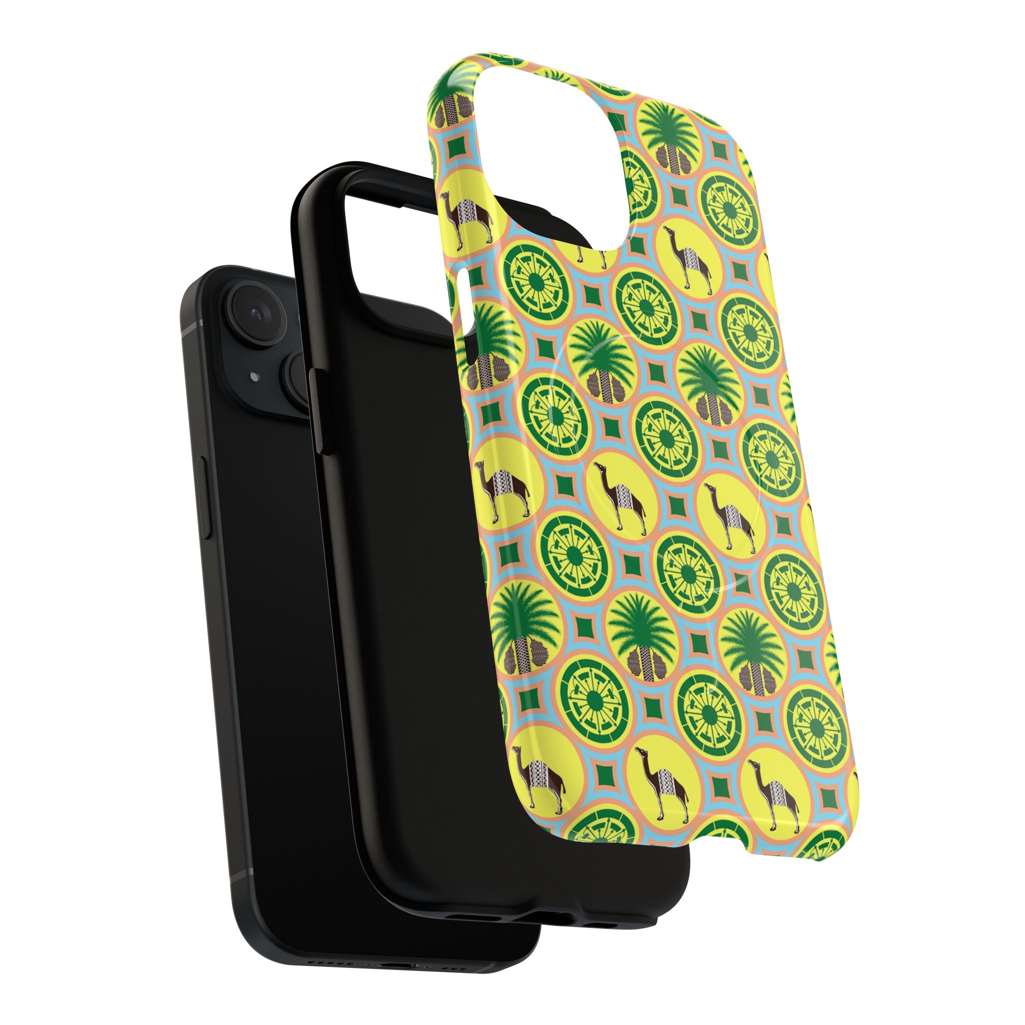 Classic Tent Pattern Tough Magnetic Phone Case — Yellow Green Geometric Protection - 图片 3