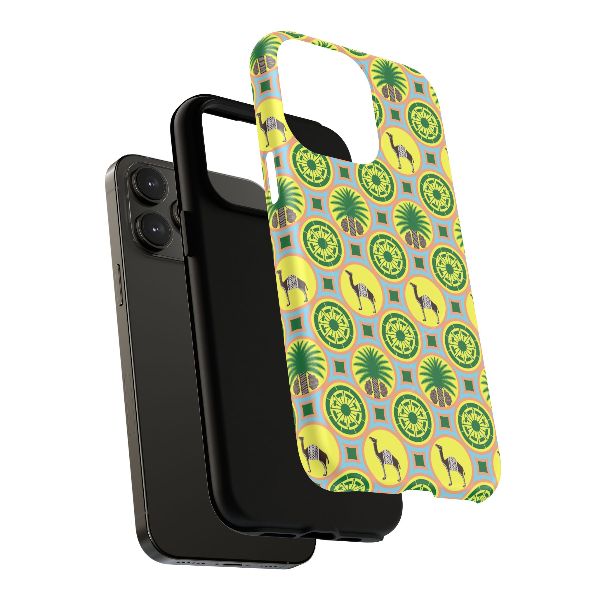 Classic Tent Pattern Tough Magnetic Phone Case — Yellow Green Geometric Protection - 图片 48