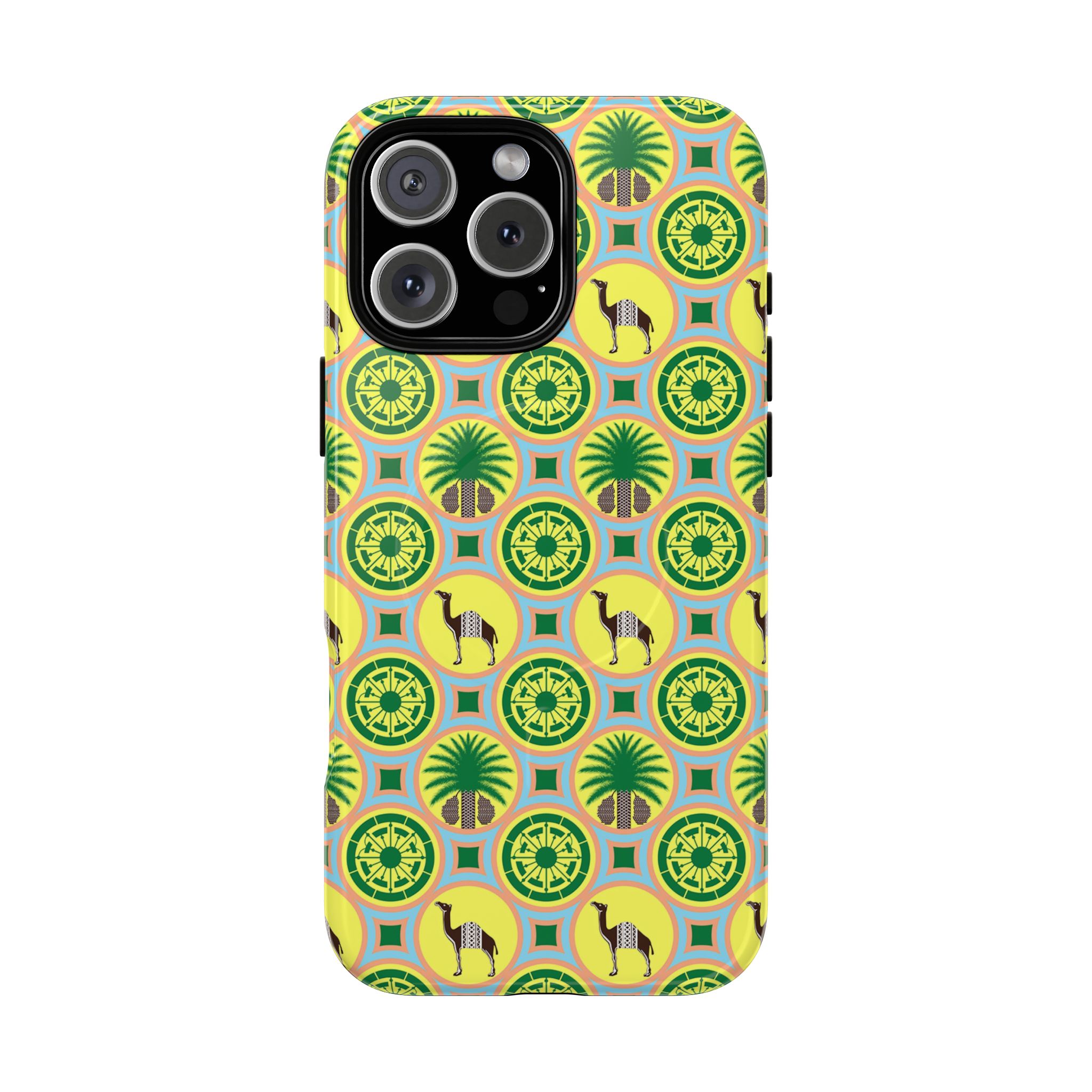 Classic Tent Pattern Tough Magnetic Phone Case — Yellow Green Geometric Protection - 图片 55