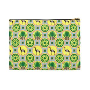 Classic Tent Desert Mosaic Accessory Pouch — Camel & Palm Print Zip Pouch