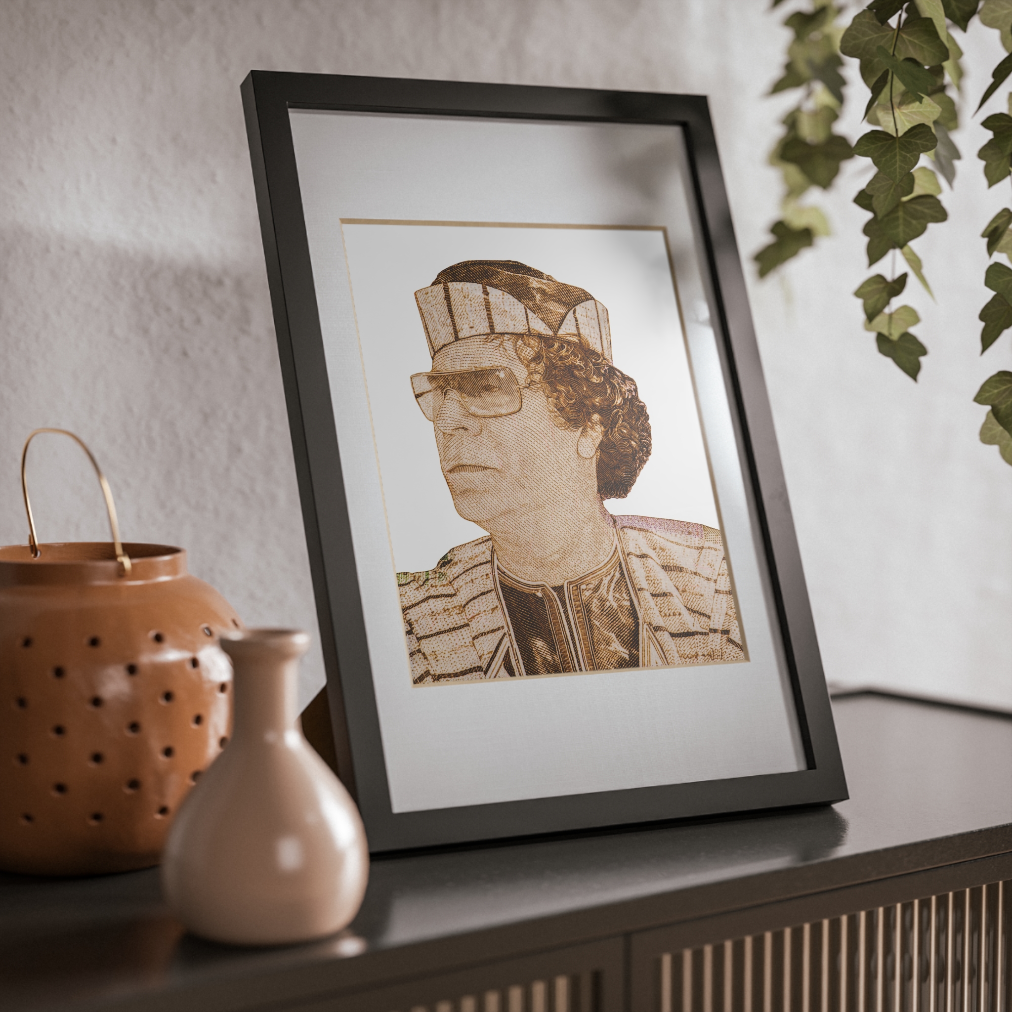 Gaddafi Cutout (Sepia) | Framed Posters, Black - immagine 28