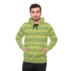 Classic Tent Yellow Green Geometric Athletic Hoodie — All-Over Print Retro Pattern
