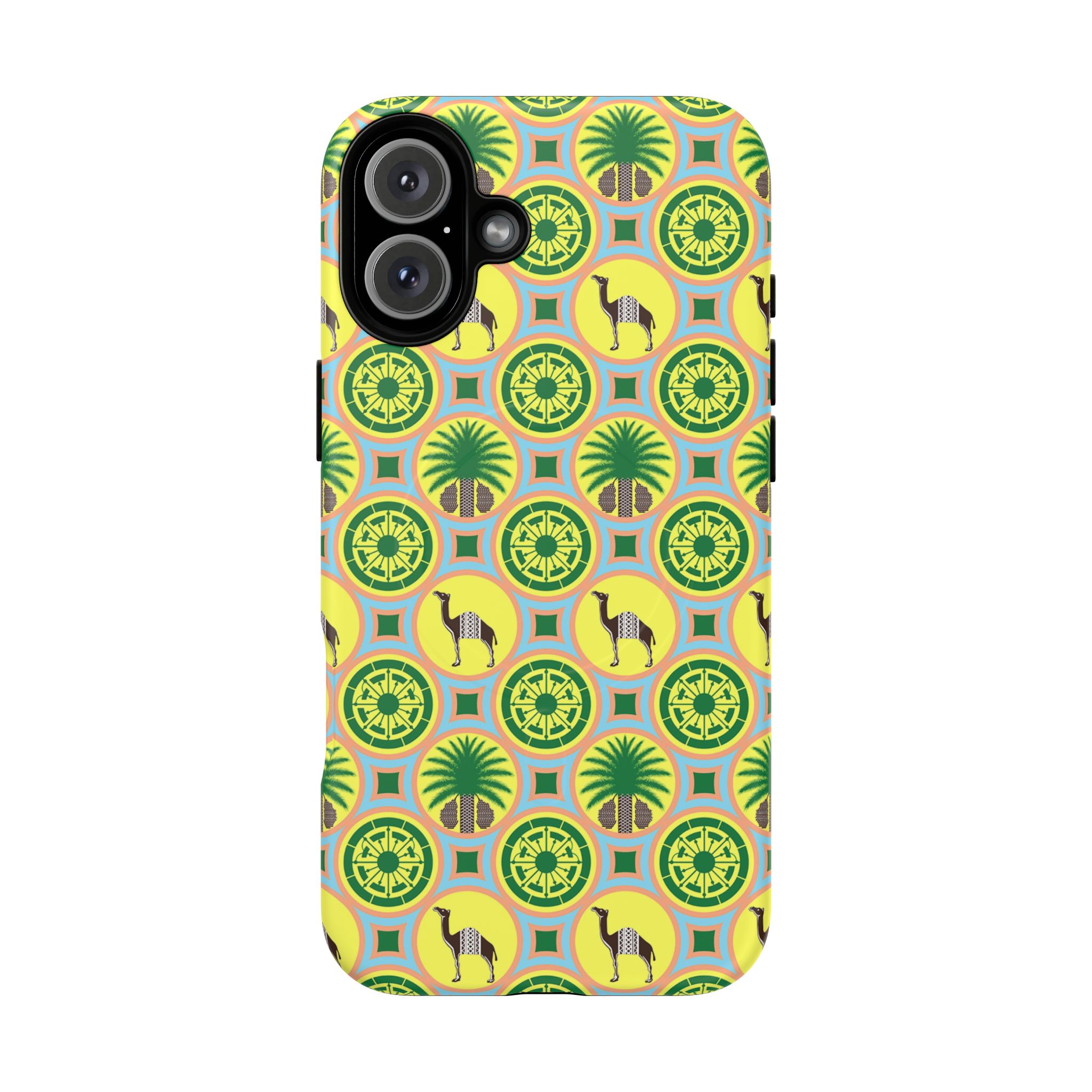 Classic Tent Pattern Tough Magnetic Phone Case — Yellow Green Geometric Protection - 图片 70