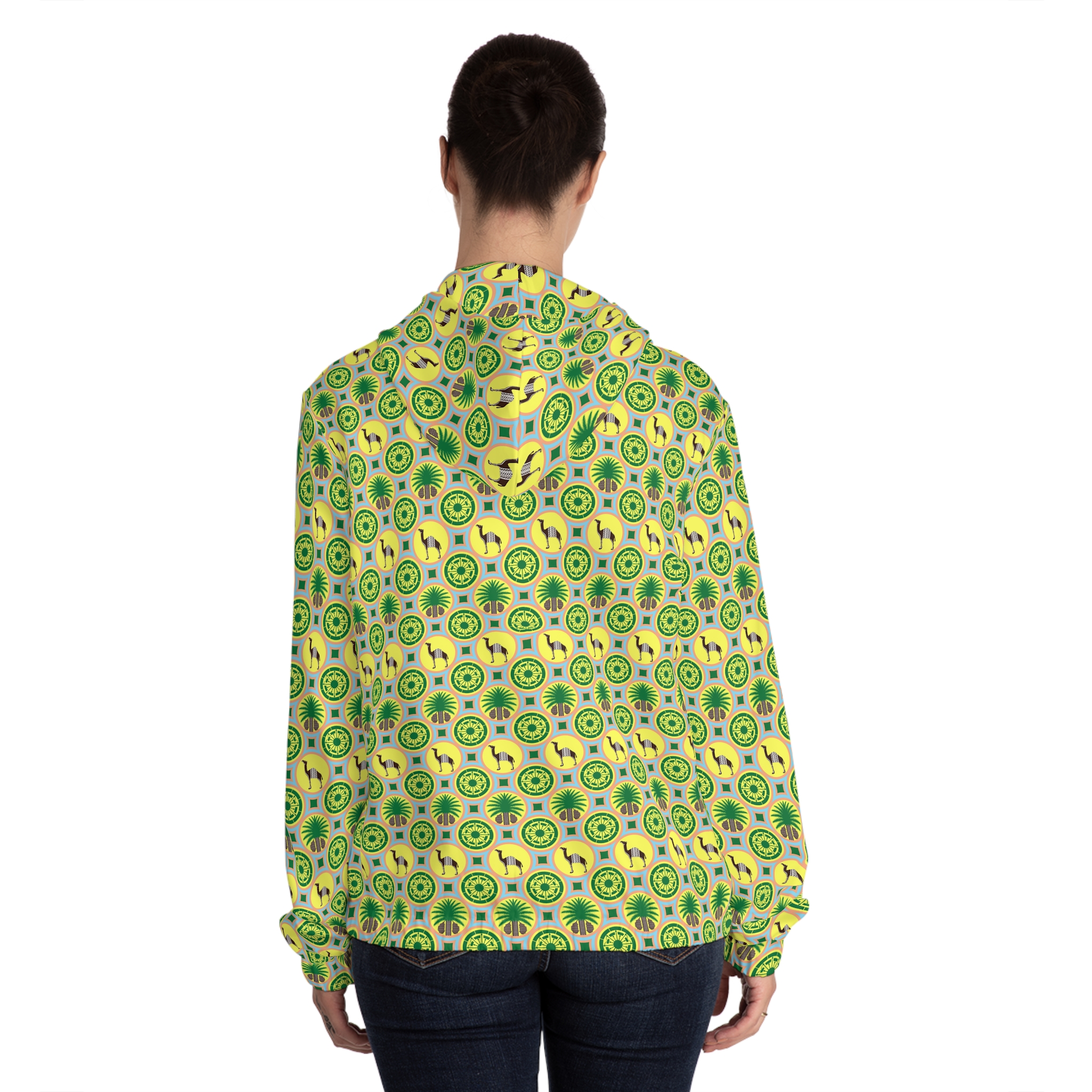 Classic Tent Green Pattern Full-Zip Hoodie — All-Over Print Women's Jacket - 画像 (4)