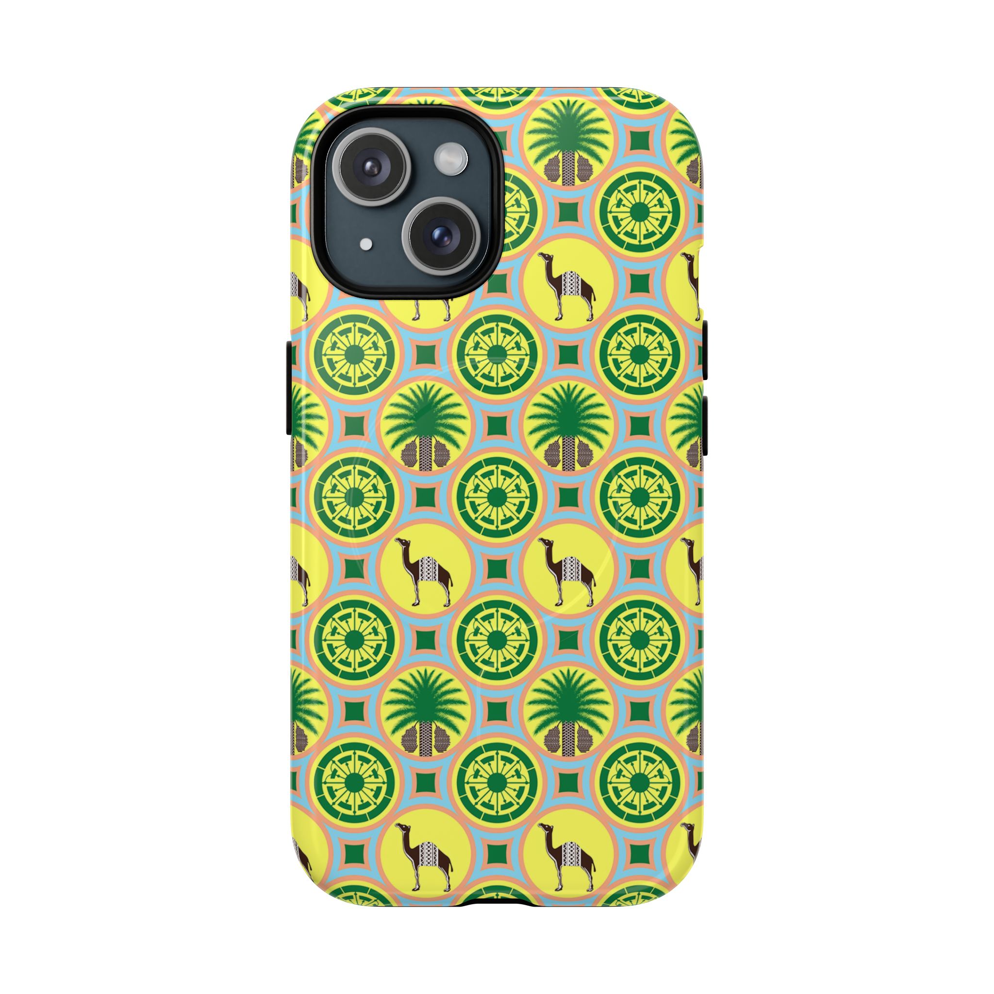 Classic Tent Pattern Tough Magnetic Phone Case — Yellow Green Geometric Protection