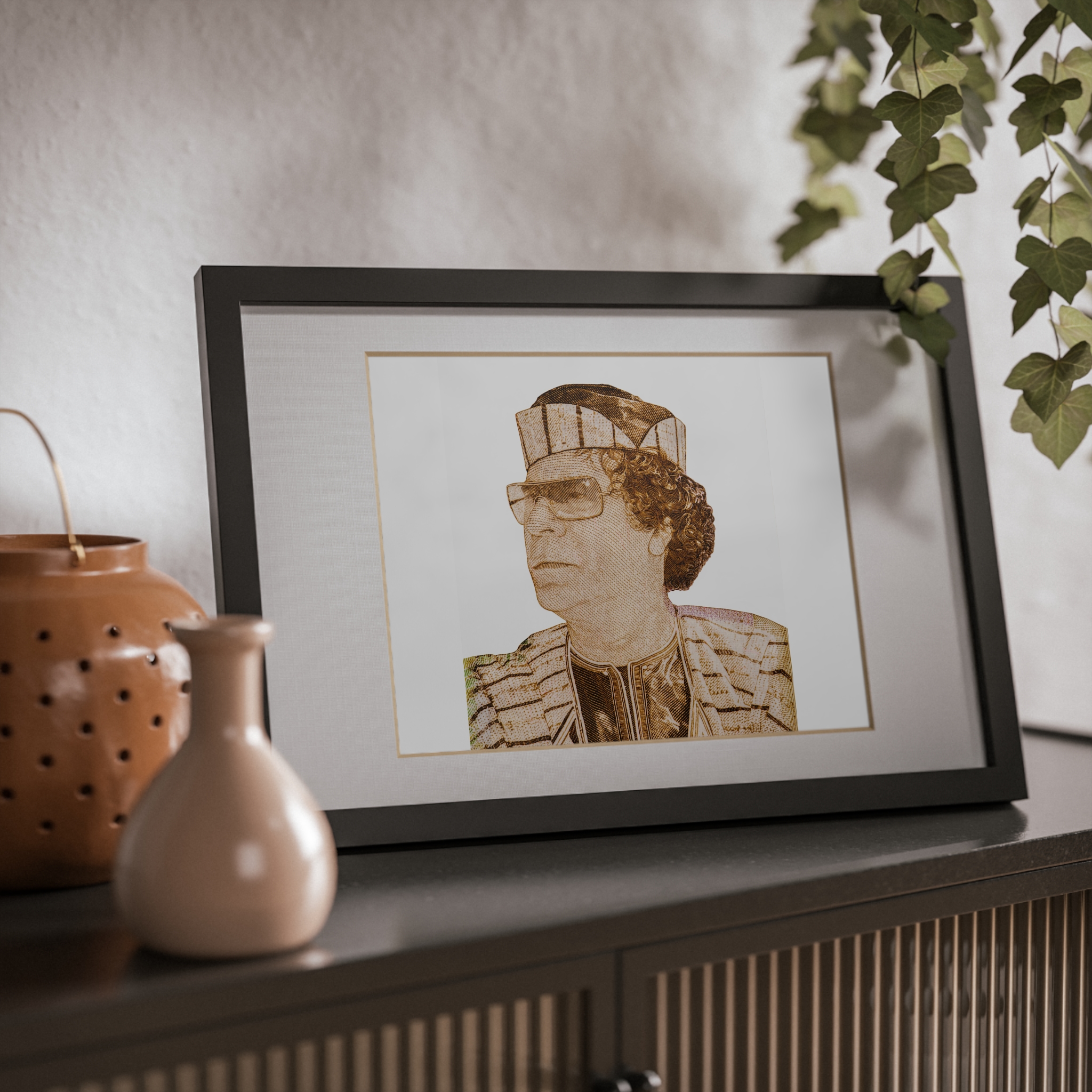 Gaddafi Cutout (Sepia) | Framed Posters, Black - immagine 12