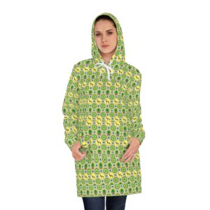 Classic Tent Hoodie Dress Green Lemon Kiwi All-Over Print Cozy Lounge Dress