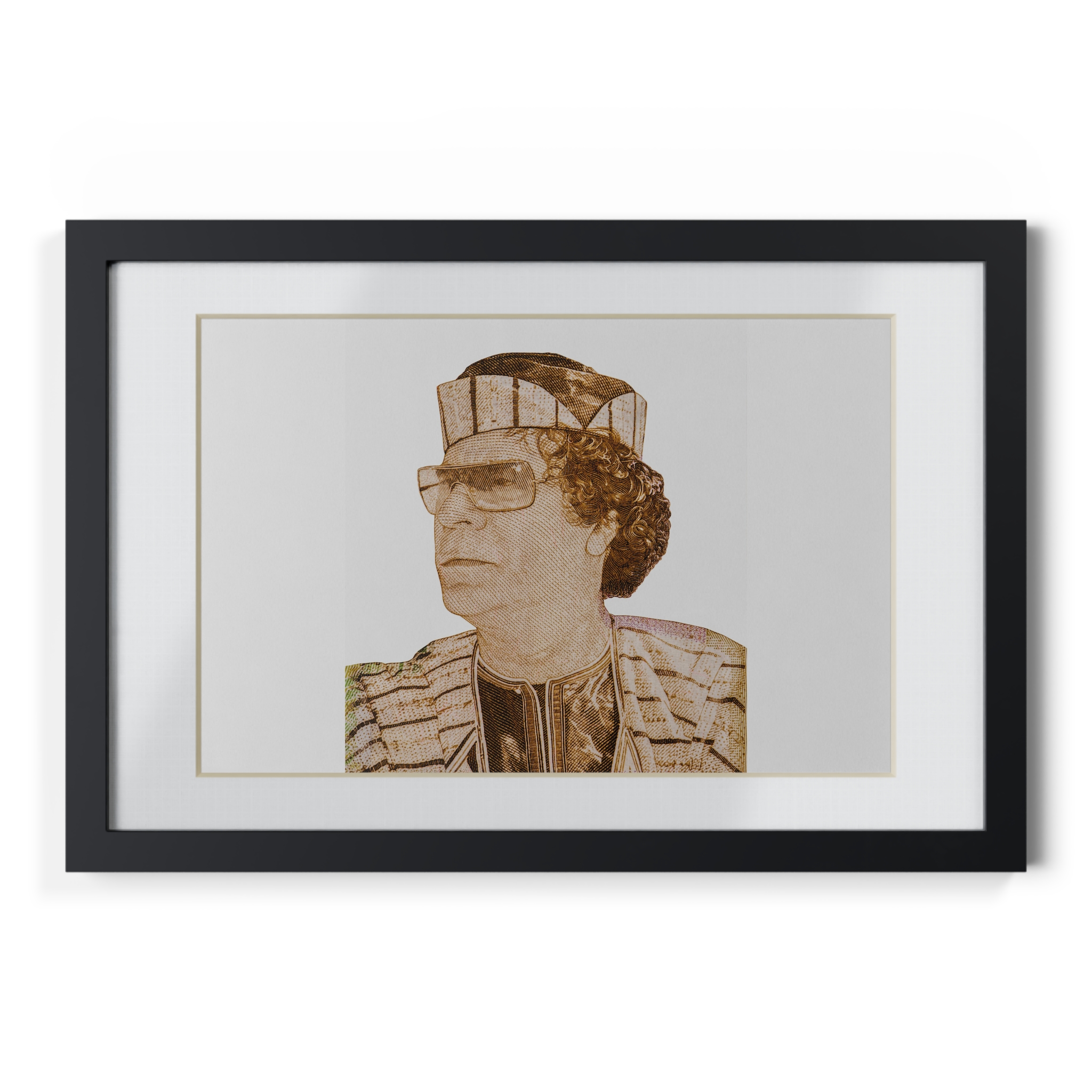 Gaddafi Cutout (Sepia) | Framed Posters, Black - immagine 13
