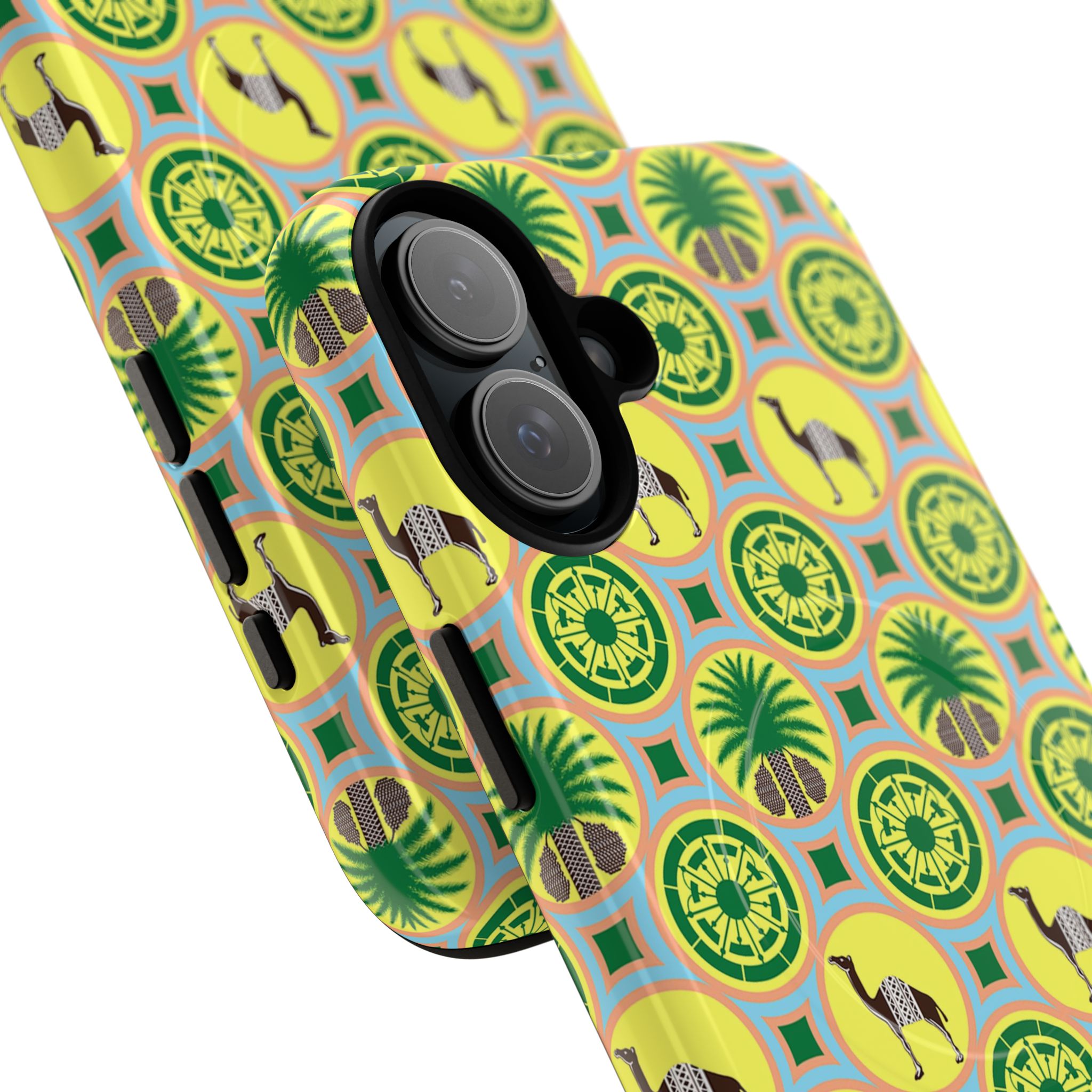 Classic Tent Pattern Tough Magnetic Phone Case — Yellow Green Geometric Protection - 图片 68