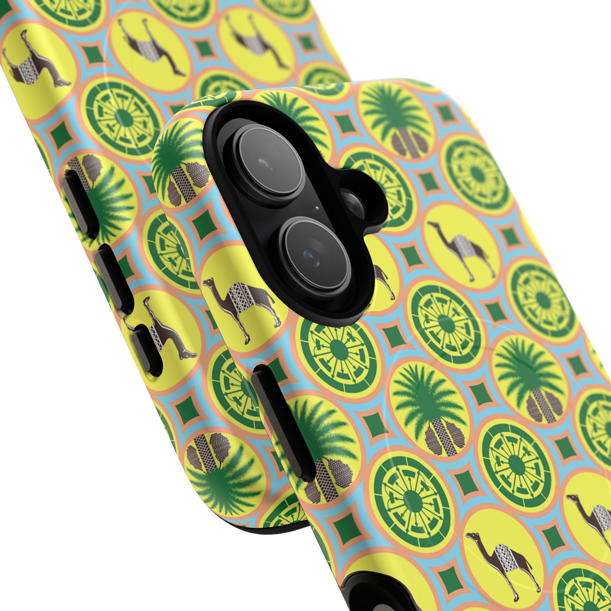 Classic Tent Pattern Tough Magnetic Phone Case — Yellow Green Geometric Protection - 图片 76