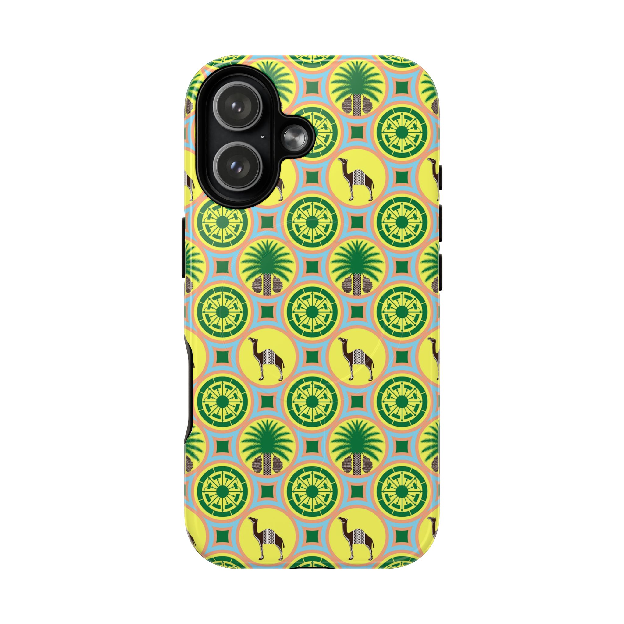 Classic Tent Pattern Tough Magnetic Phone Case — Yellow Green Geometric Protection - 图片 73