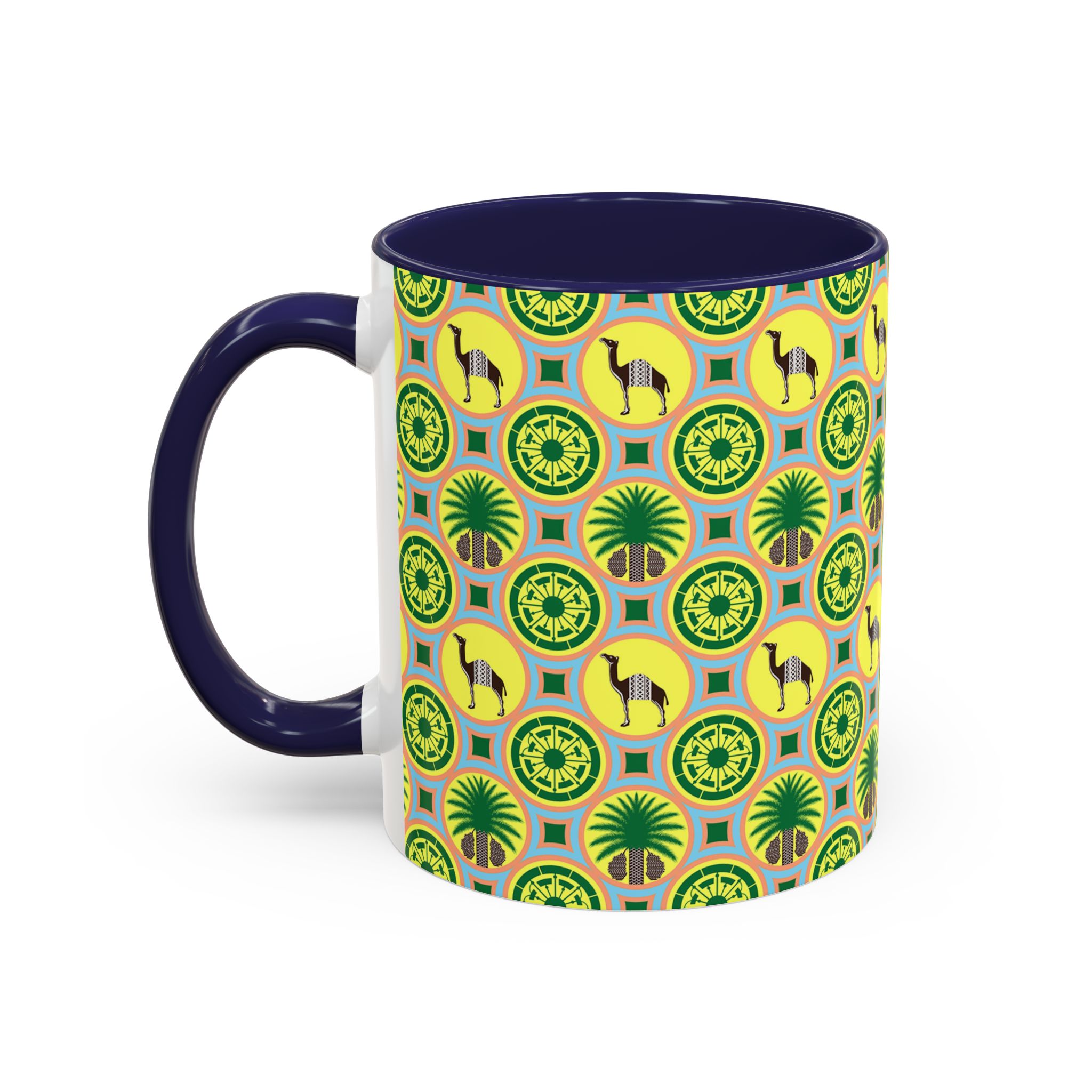 Classic Tent Desert Tile Camel Accent Coffee Mug – Patterned Palm & Medallion Design (11/15 oz) - Image 7