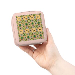 Classic Tent Compact Travel Jewelry Case — Retro Green Geometric Pattern