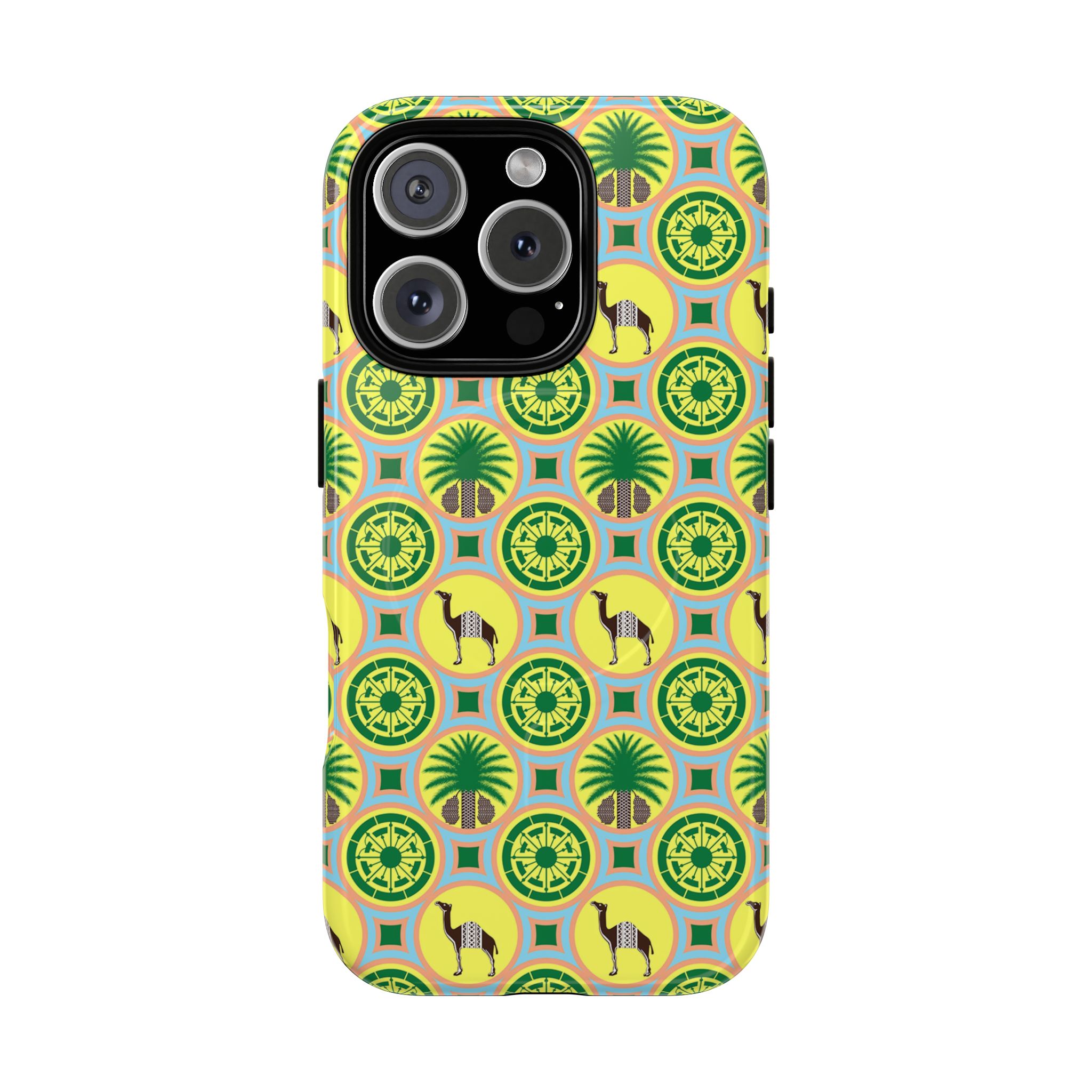 Classic Tent Pattern Tough Magnetic Phone Case — Yellow Green Geometric Protection - 图片 49