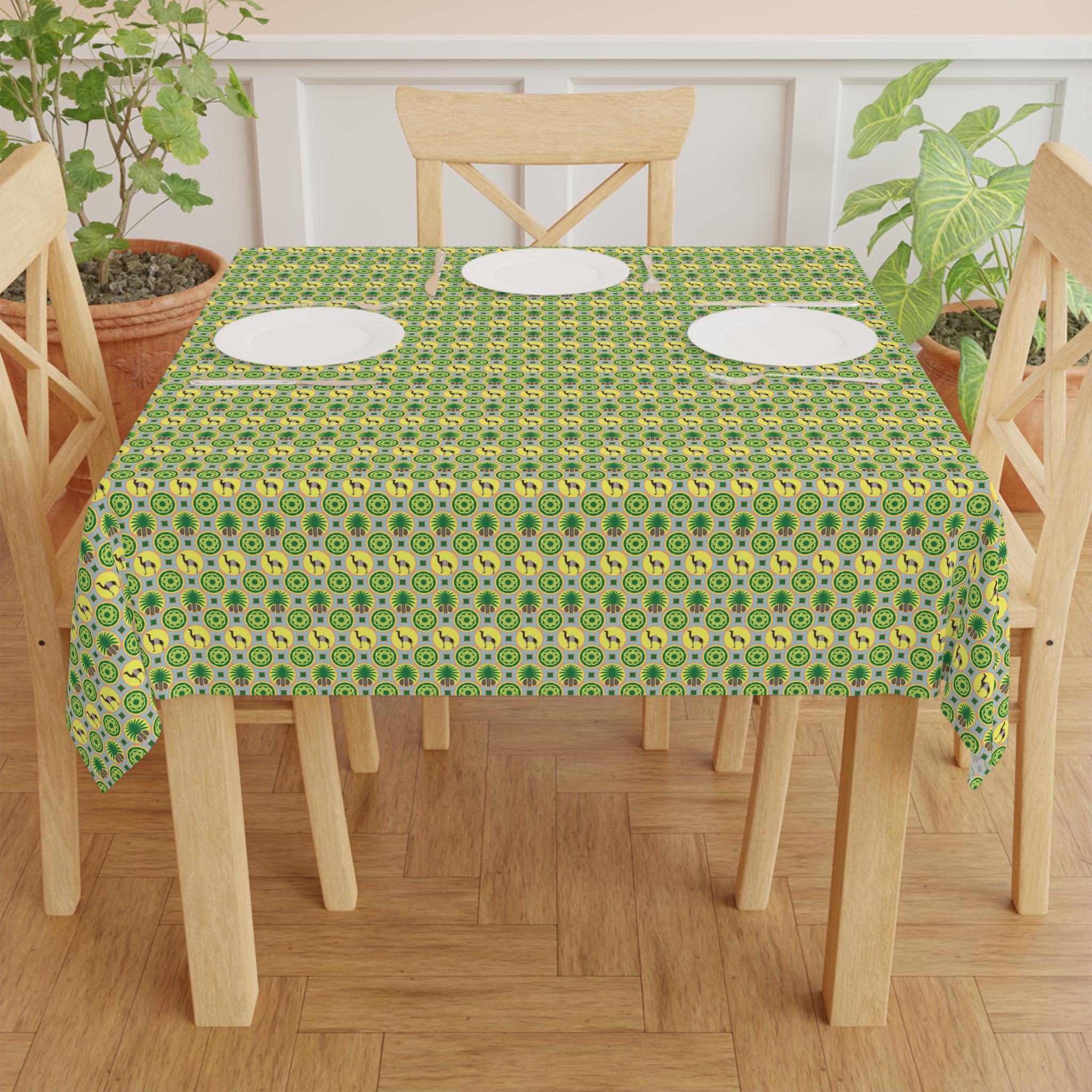Classic Tent Retro Green Sunburst Tablecloth — Midcentury Floral Pattern for Kitchen & Outdoor Entertaining - immagine 4